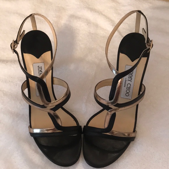 jimmy choo black and gold heels